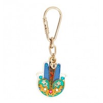 Colorful Hamsa Hand Key Chain with flowers